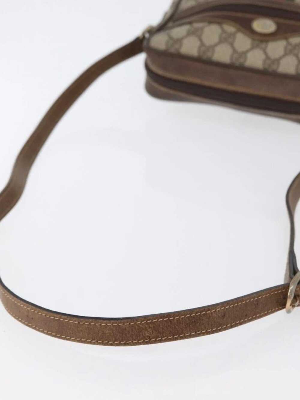 GUCCI GG Supreme Web Sherry Line Bag PVC Beige Gold 001 3654 5 Auth 172680 - Picture 8 of 16